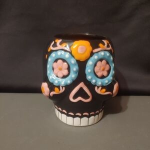 Sugar Skull Ceramic Planter Day Of The Dead Halloween